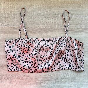 Reformation Silk Crop Top Cheetah Leopard Print Bandeau Pete Pink Panther